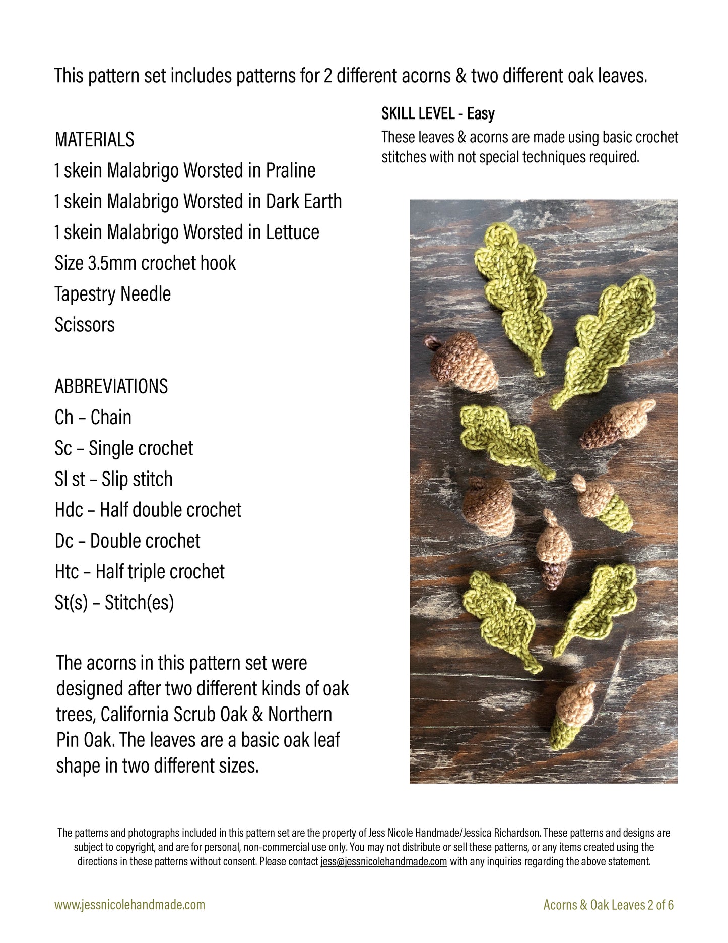 Acorns & Oak Leaves Crochet Pattern PDF