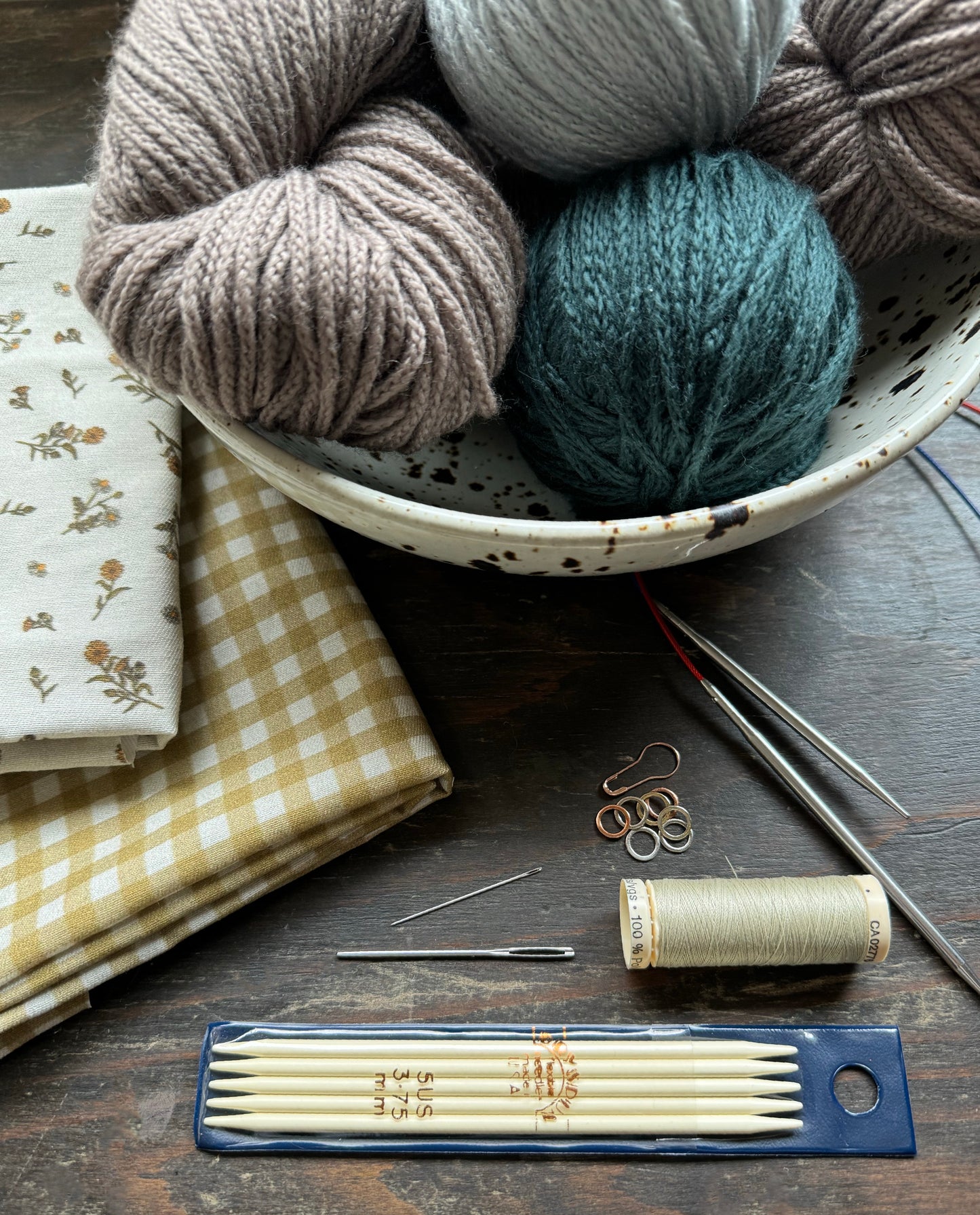 Woven Bucket Bag Knitting Pattern, Drawstring Project Bag with Lining