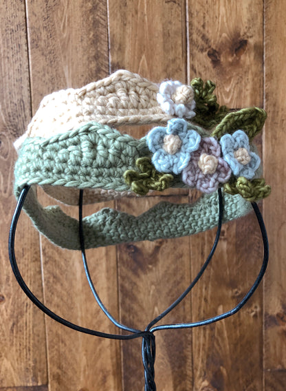 Wildflower Crown Crochet Pattern – Digital PDF, Floral Crochet Crown in 5 Sizes