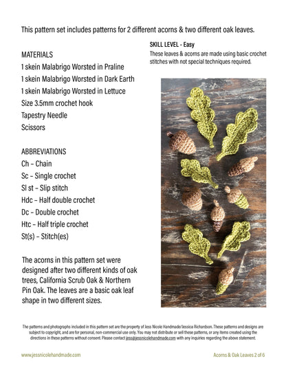Acorns & Oak Leaves Crochet Pattern PDF