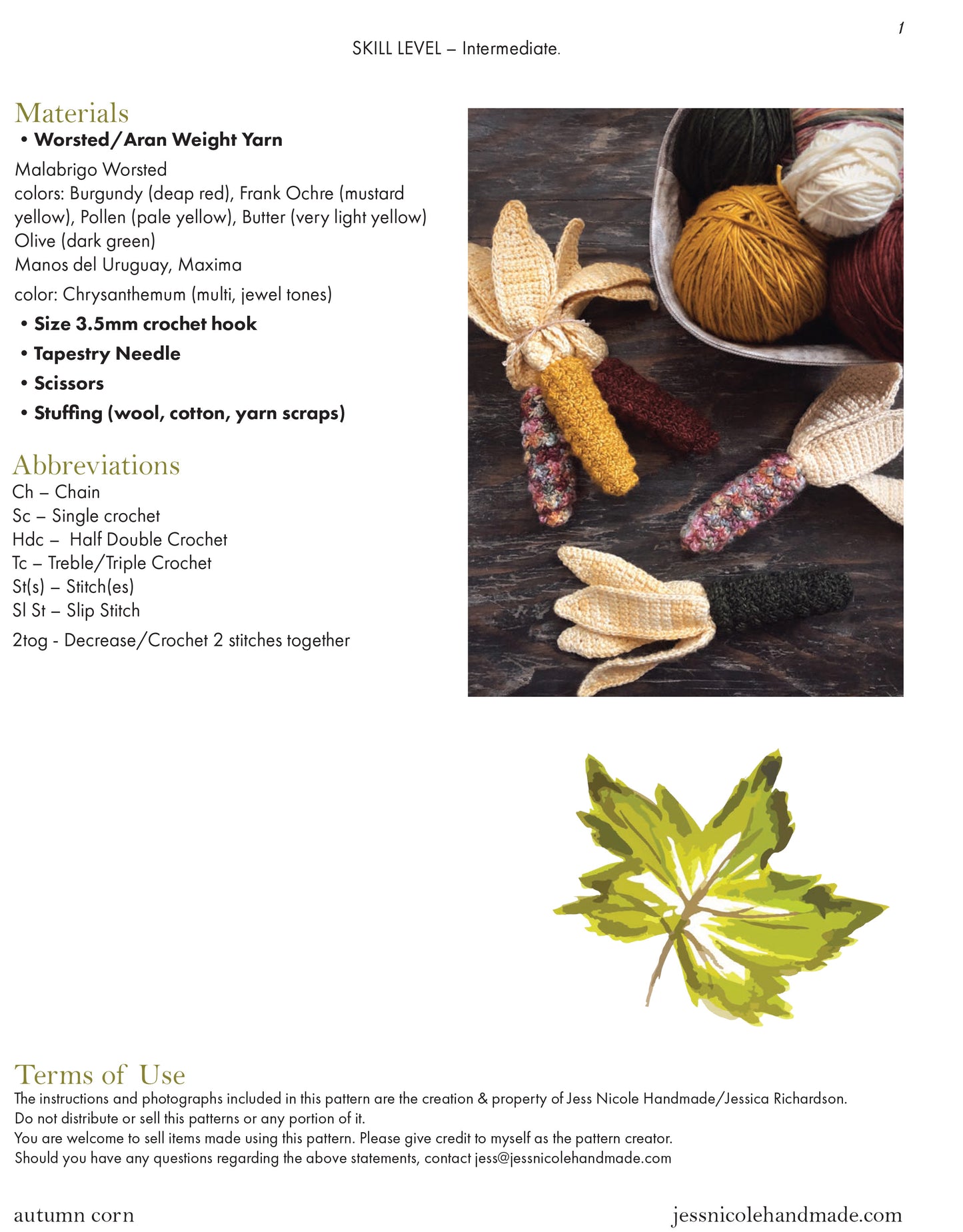 Autumn Corn Crochet Pattern -  Indian Jewel Corn PDF, Amigurumi Fall Decor