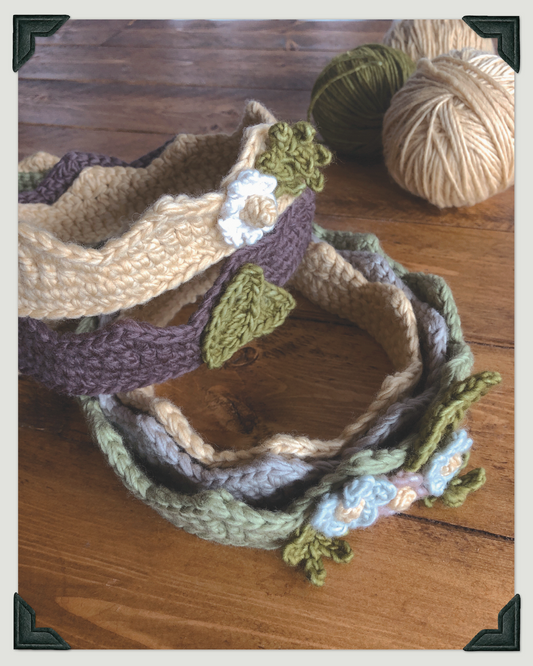 Wildflower Crown Crochet Pattern – Digital PDF, Floral Crochet Crown in 5 Sizes